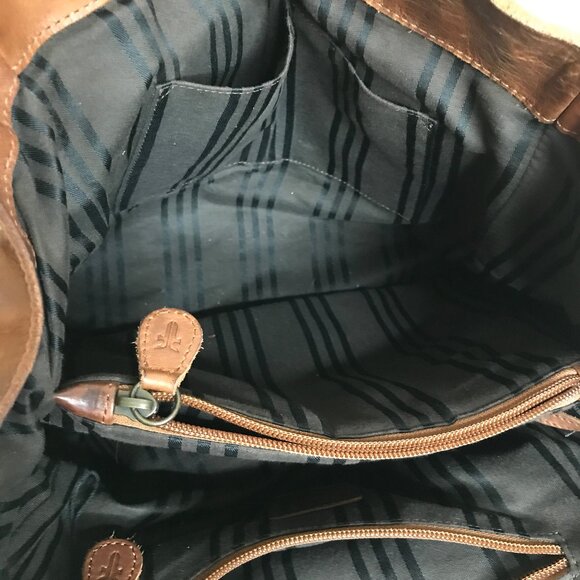 Frye Saddle Brown Natural Leather 12.5" x 10.5" Shoulder Satchel Hand Bag - Picture 11 of 16